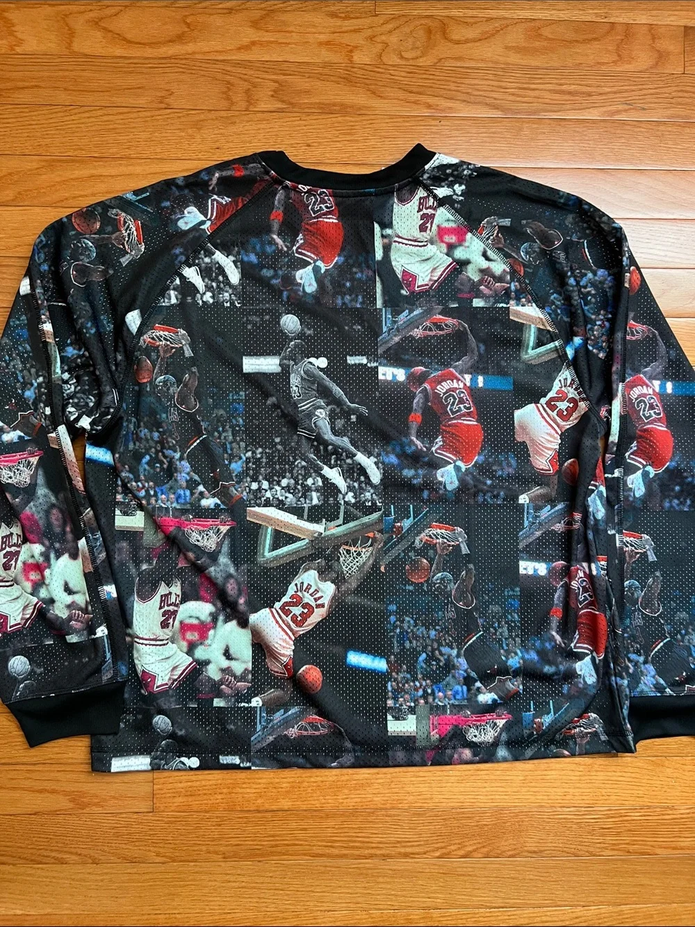 Jordan Black All-Over Michael Jordan Basketball Graphic Long-Sleeve Top